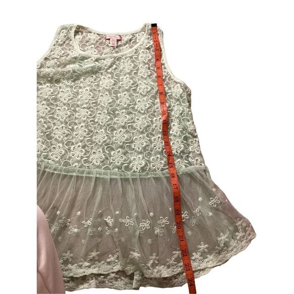 Pastel Green Ruby & Bloom Floral Lace Tank Top Ruffles Boho Bohemian Hippie - Picture 8 of 8